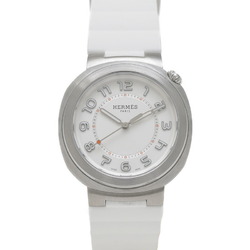 Hermes Cut GM Watch White Dial Stainless Steel Rubber Strap Automatic SD1.510