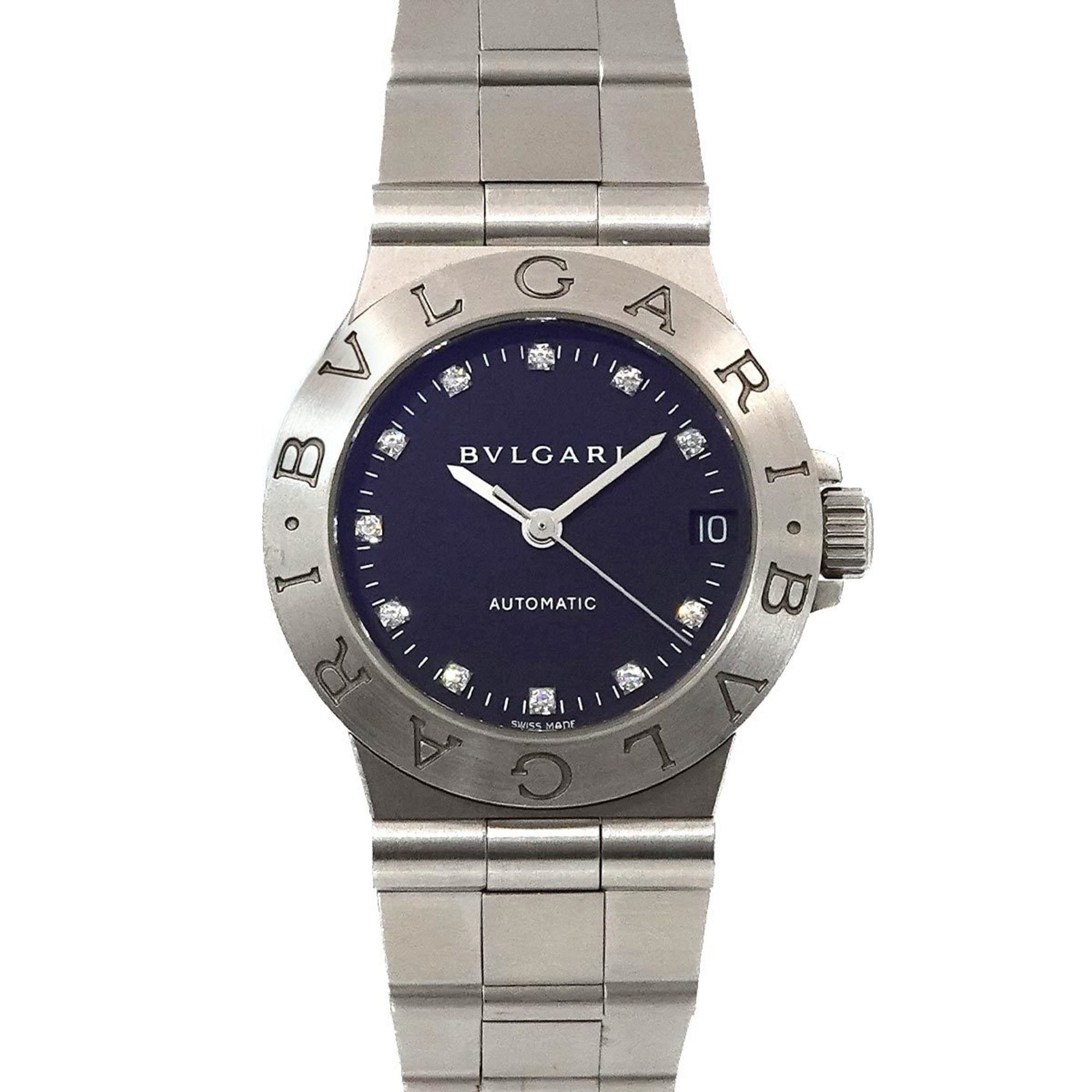 BVLGARI Diagono Sport LCV29S Ladies Watch 11P Diamond Date Black Automatic