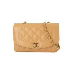 CHANEL Diana Matelasse 22 Chain Shoulder Bag Caviar Skin Beige A01164 Gold Hardware