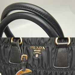 PRADA BN2393 Handbag Gathered Tessuto x Leather NERO 252230