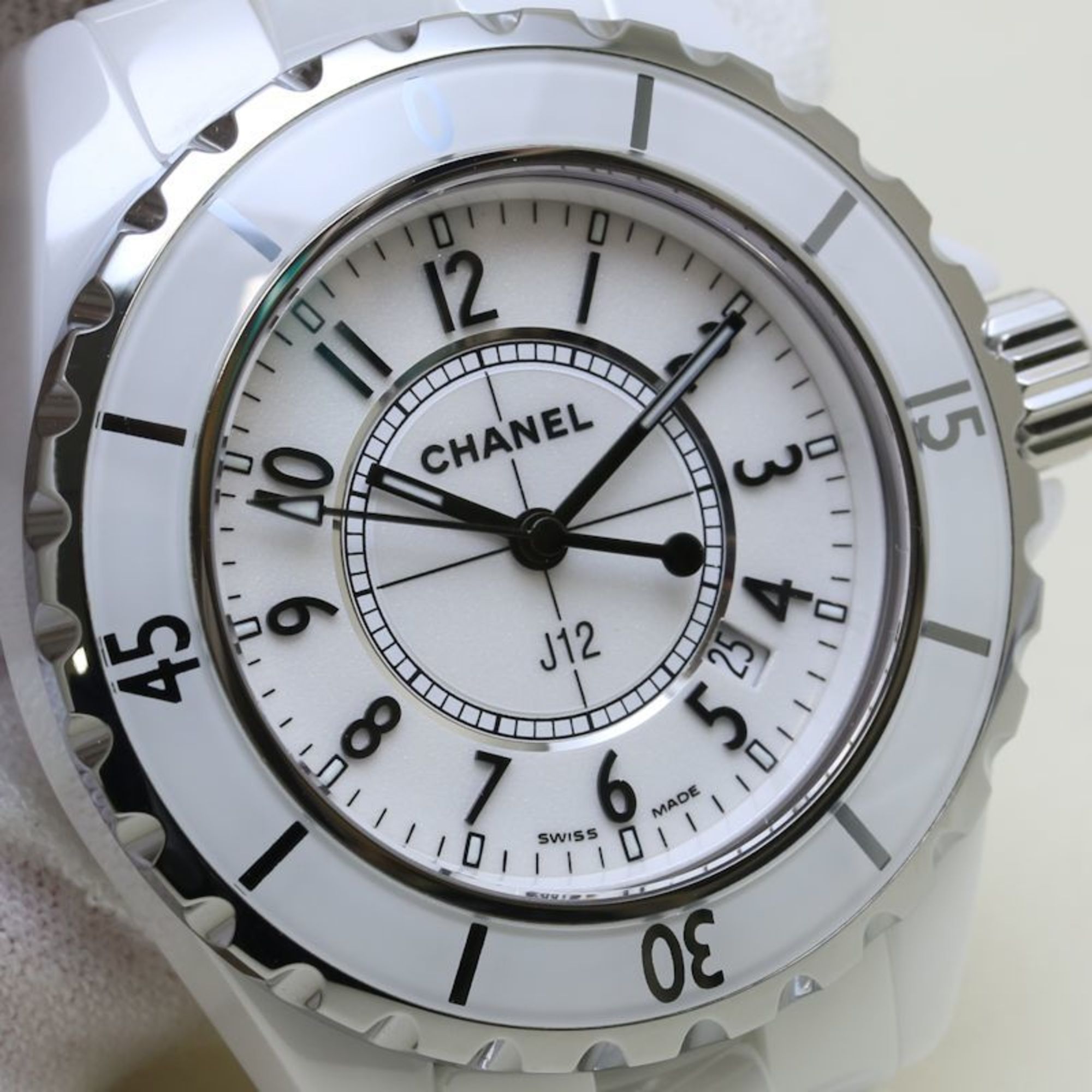 CHANEL J12 Early Model H0968 White Ceramic x Stainless Steel Ladies 39669 Watch