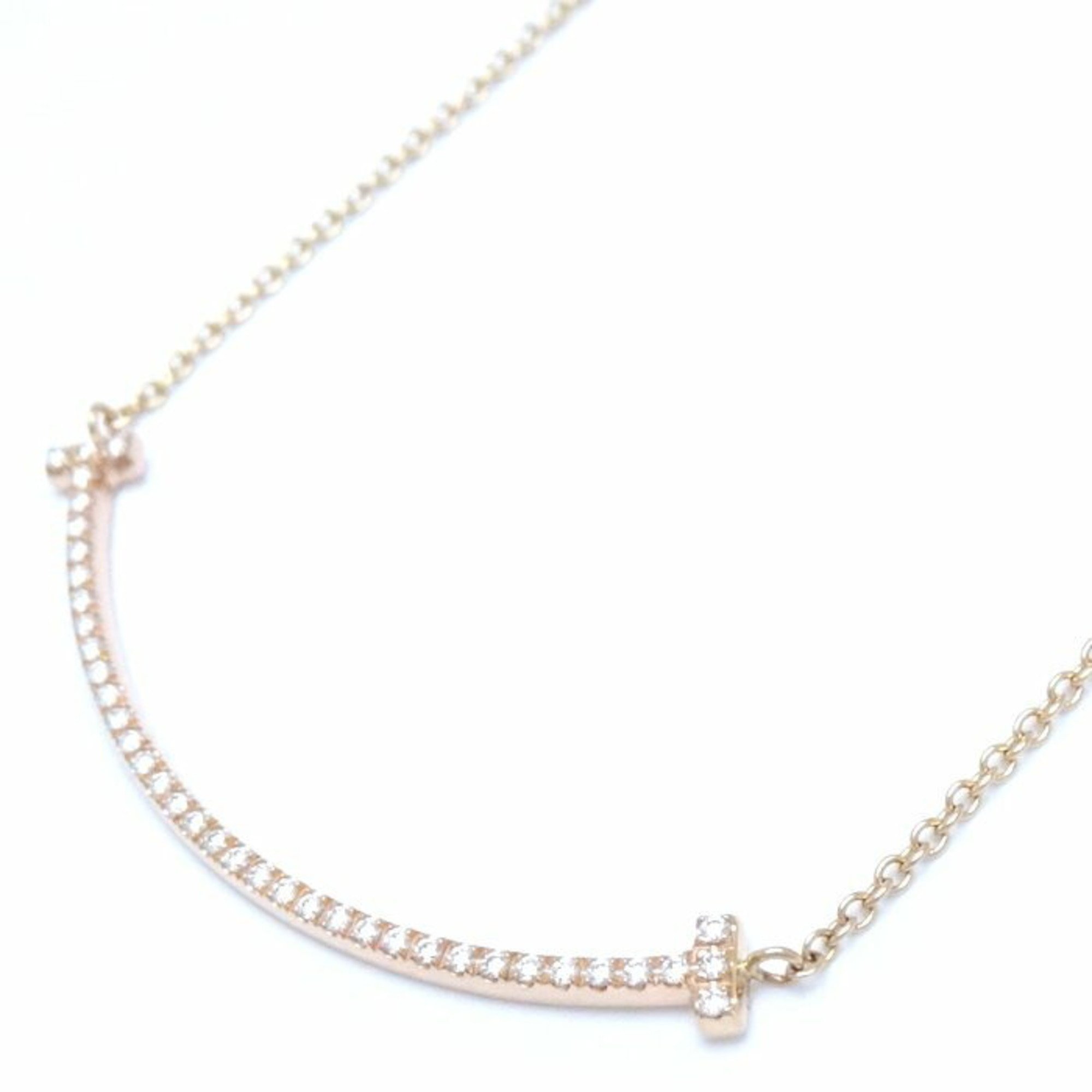 TIFFANY&Co. Tiffany T Smile Necklace Small Diamond 750PG Pink Gold K18RG Rose 292638