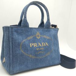 PRADA Prada Canapa 1BG439 Tote Bag Denim BLEU 252210