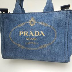 PRADA Prada Canapa 1BG439 Tote Bag Denim BLEU 252210