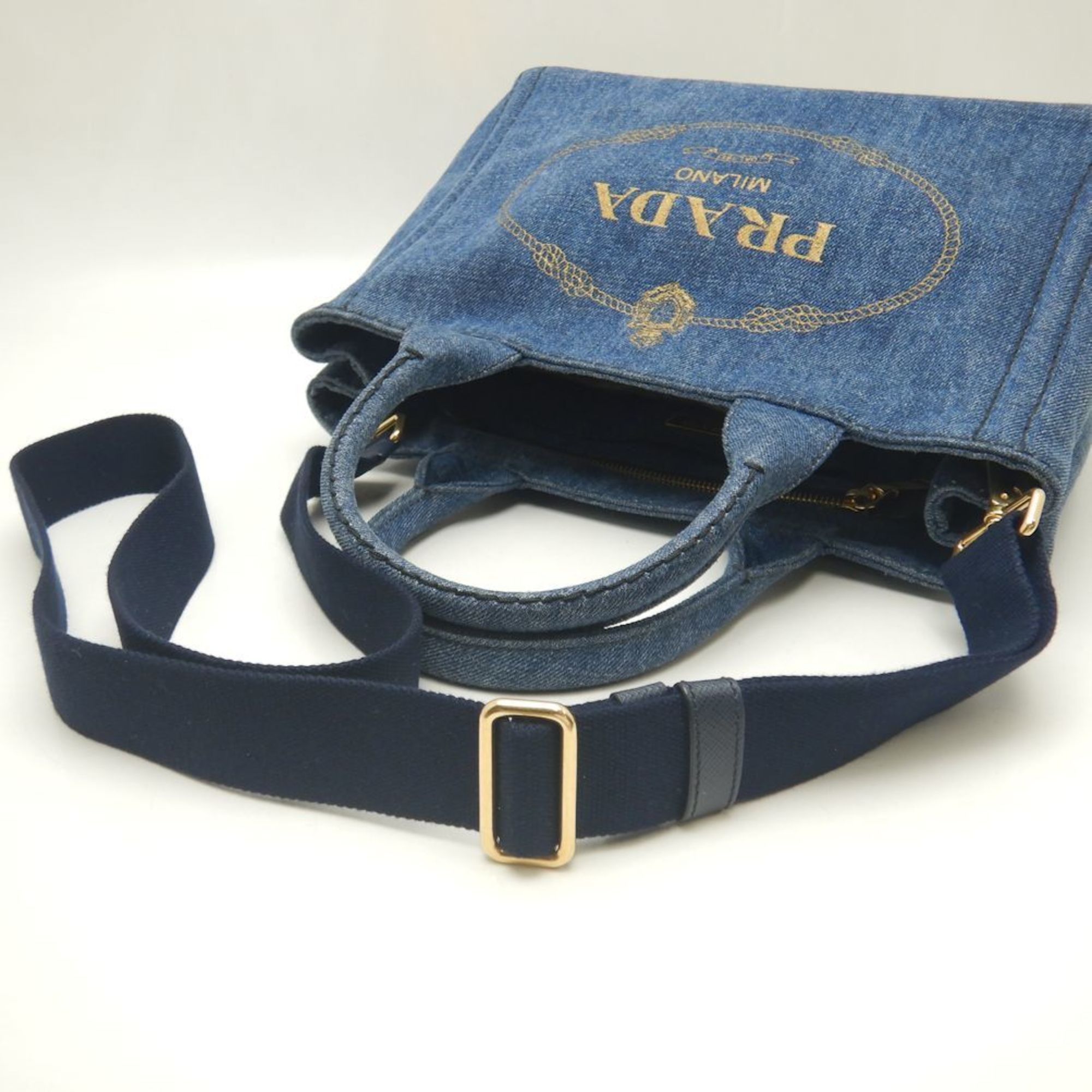 PRADA Prada Canapa 1BG439 Tote Bag Denim BLEU 252210