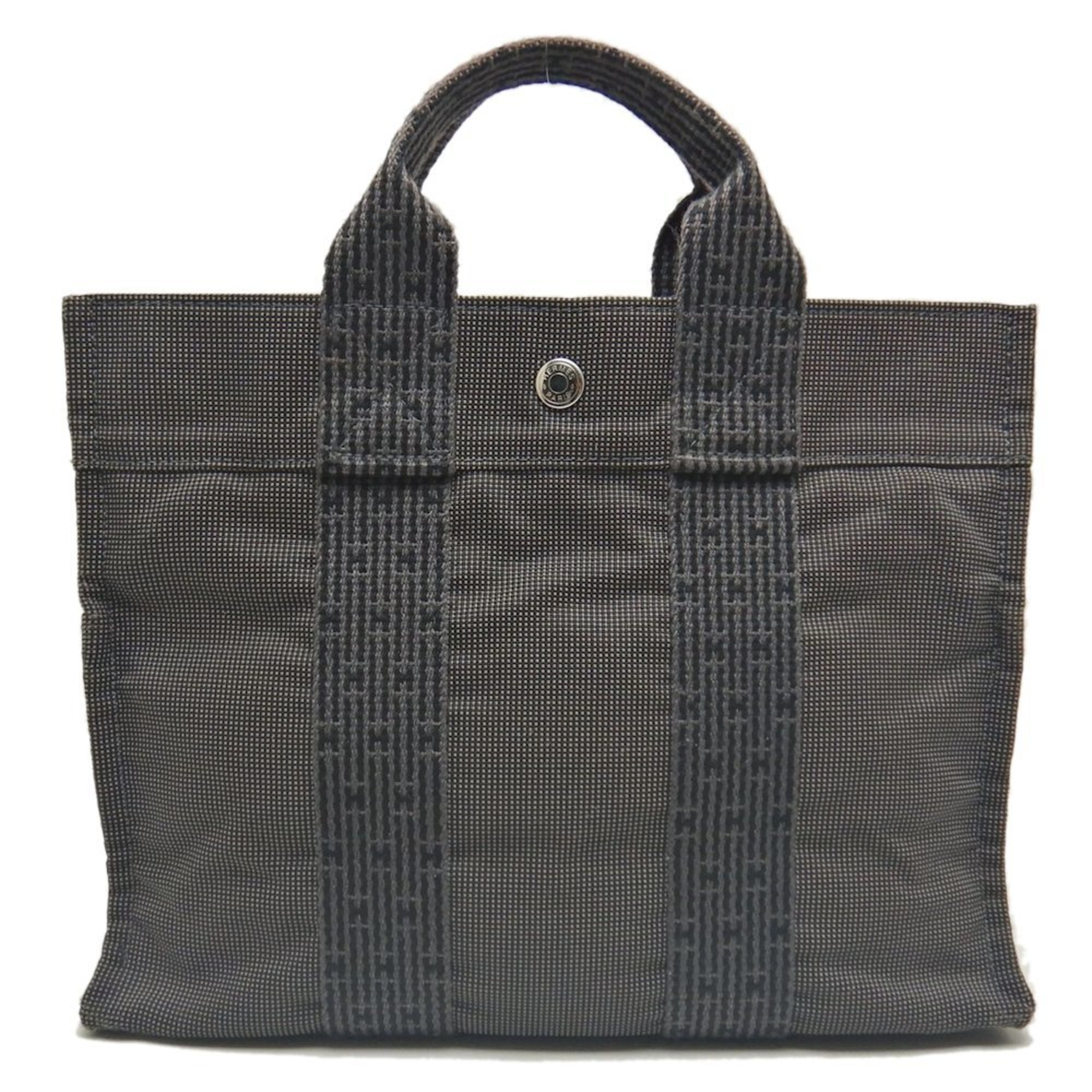 HERMES Hermes Air Line Tote PM Bag Nylon Canvas Grey 252228