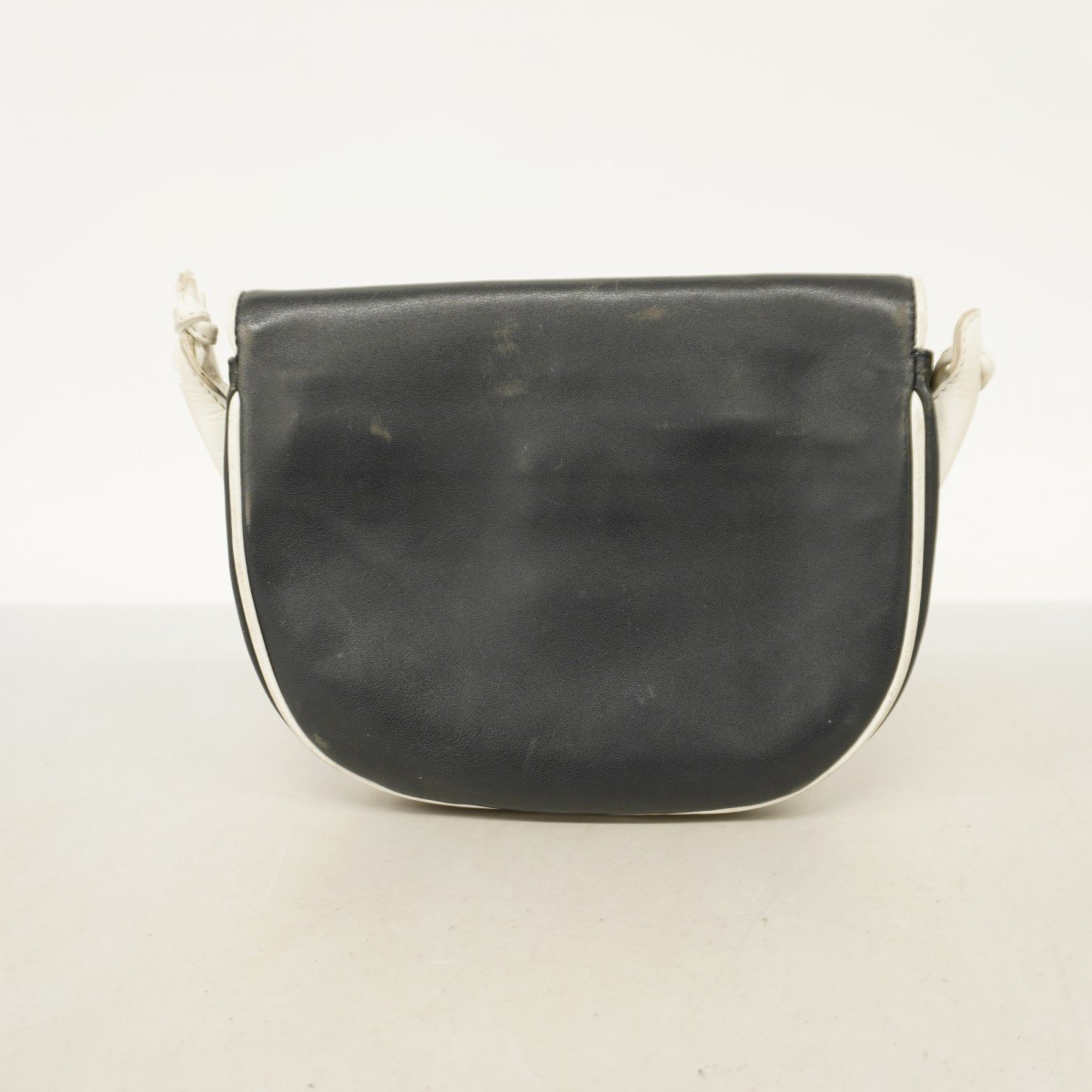 Celine Shoulder Bag Leather Navy Women's