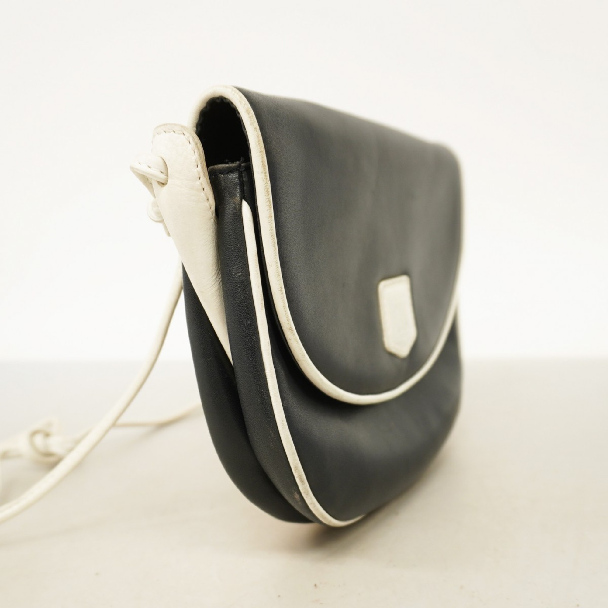 Celine Shoulder Bag Leather Navy Women's