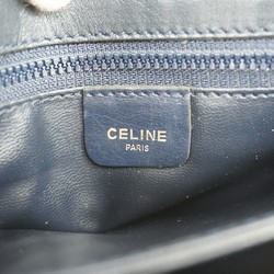 Celine Shoulder Bag Leather Navy Women's