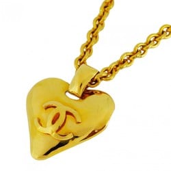 Chanel Necklace Coco Mark Heart Motif GP Plated Gold Ladies