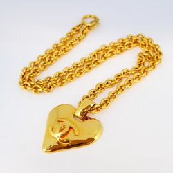 Chanel Necklace Coco Mark Heart Motif GP Plated Gold Ladies