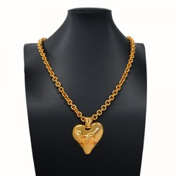 Chanel Necklace Coco Mark Heart Motif GP Plated Gold Ladies