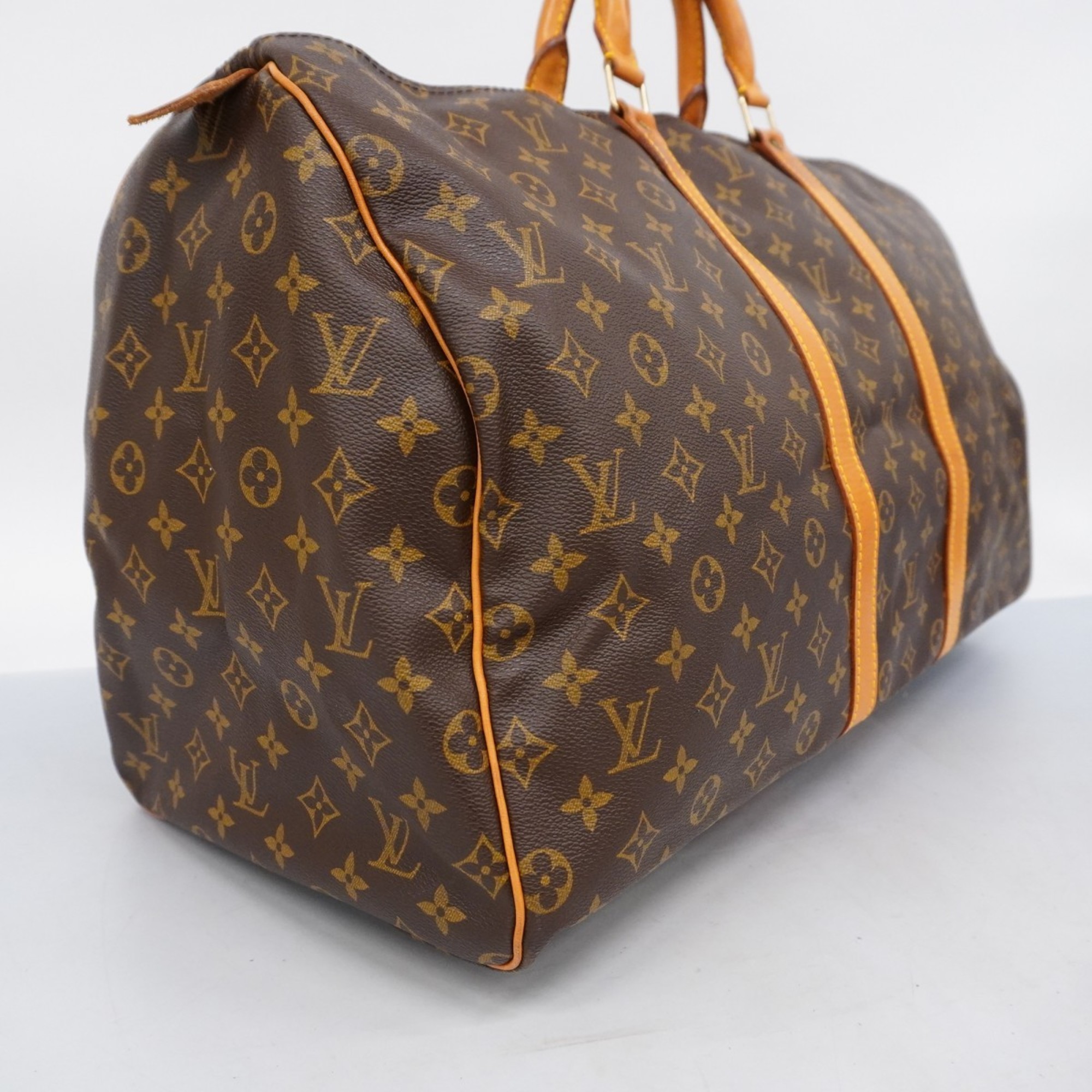 Louis Vuitton Boston Bag Monogram Keepall 55 M41424 Brown Men's Women's