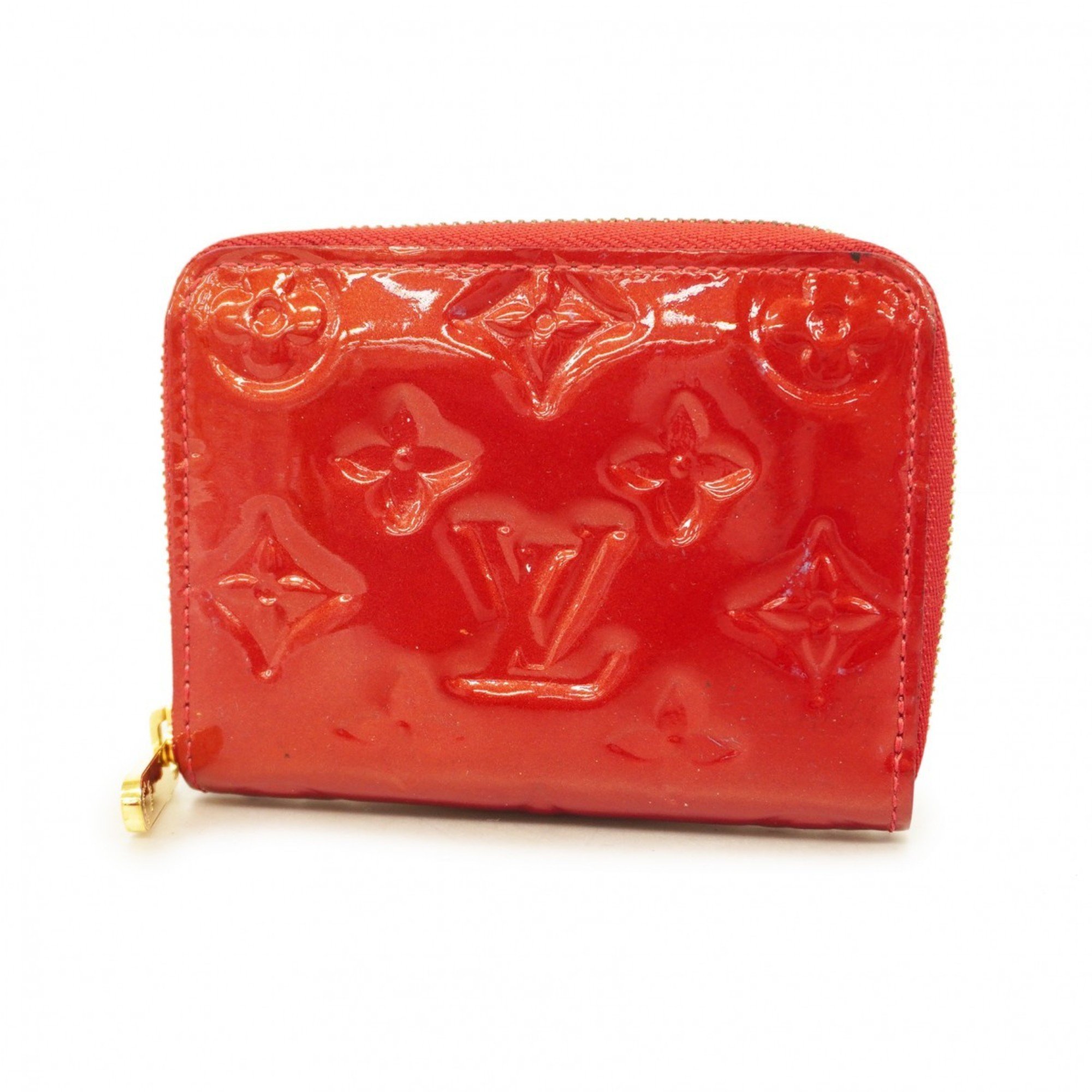 Louis Vuitton Wallets & Coin Cases Vernis Zipper Purse M91735 Rouge Grenadine Ladies