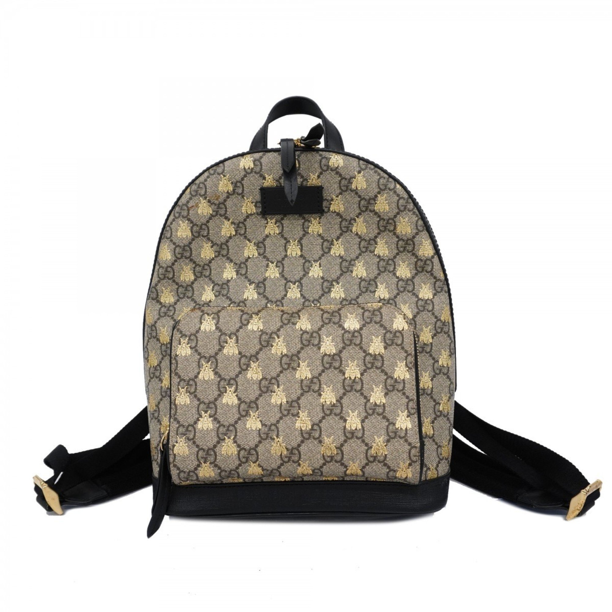 Gucci Backpack Daypack GG Supreme Bee 427042 Brown Black Women's