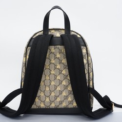 Gucci Backpack Daypack GG Supreme Bee 427042 Brown Black Women's