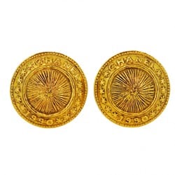 Chanel Earrings Circle GP Plated Gold Ladies