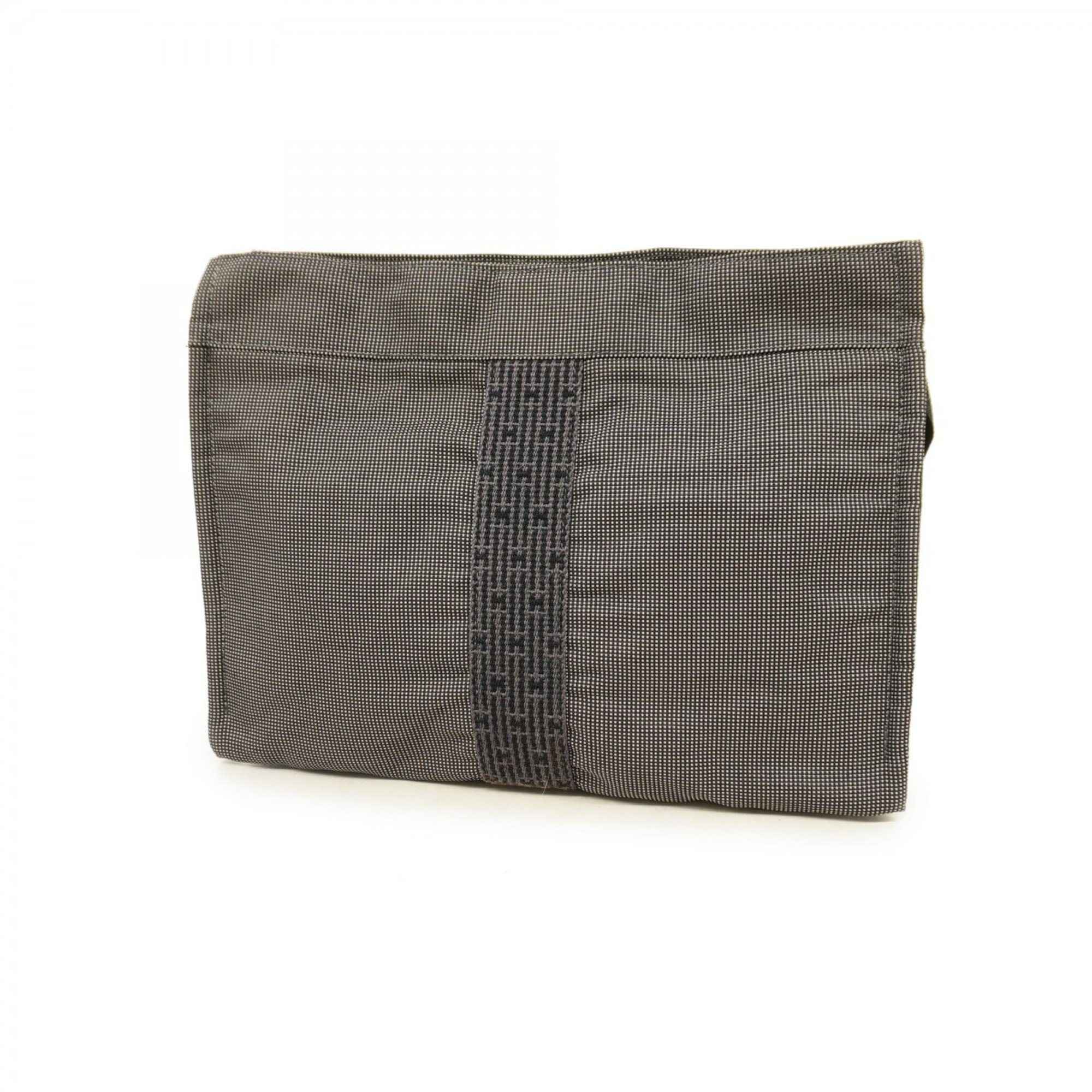 Hermes Pouch Air Line Canvas Black Men's Women's