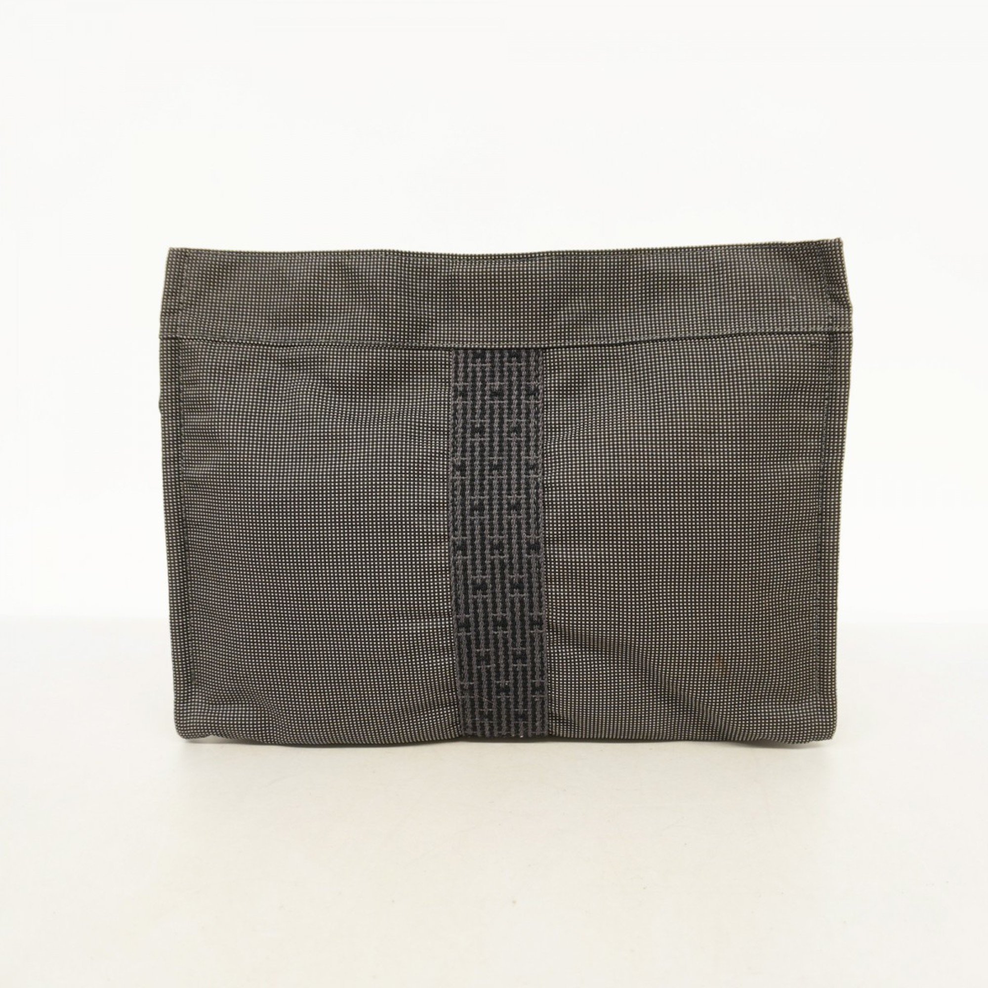 Hermes Pouch Air Line Canvas Black Men's Women's