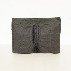 Hermes Pouch Air Line Canvas Black Men's Women's