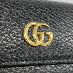 Gucci Key Case GG Marmont 456118 Leather Black Men's Women's