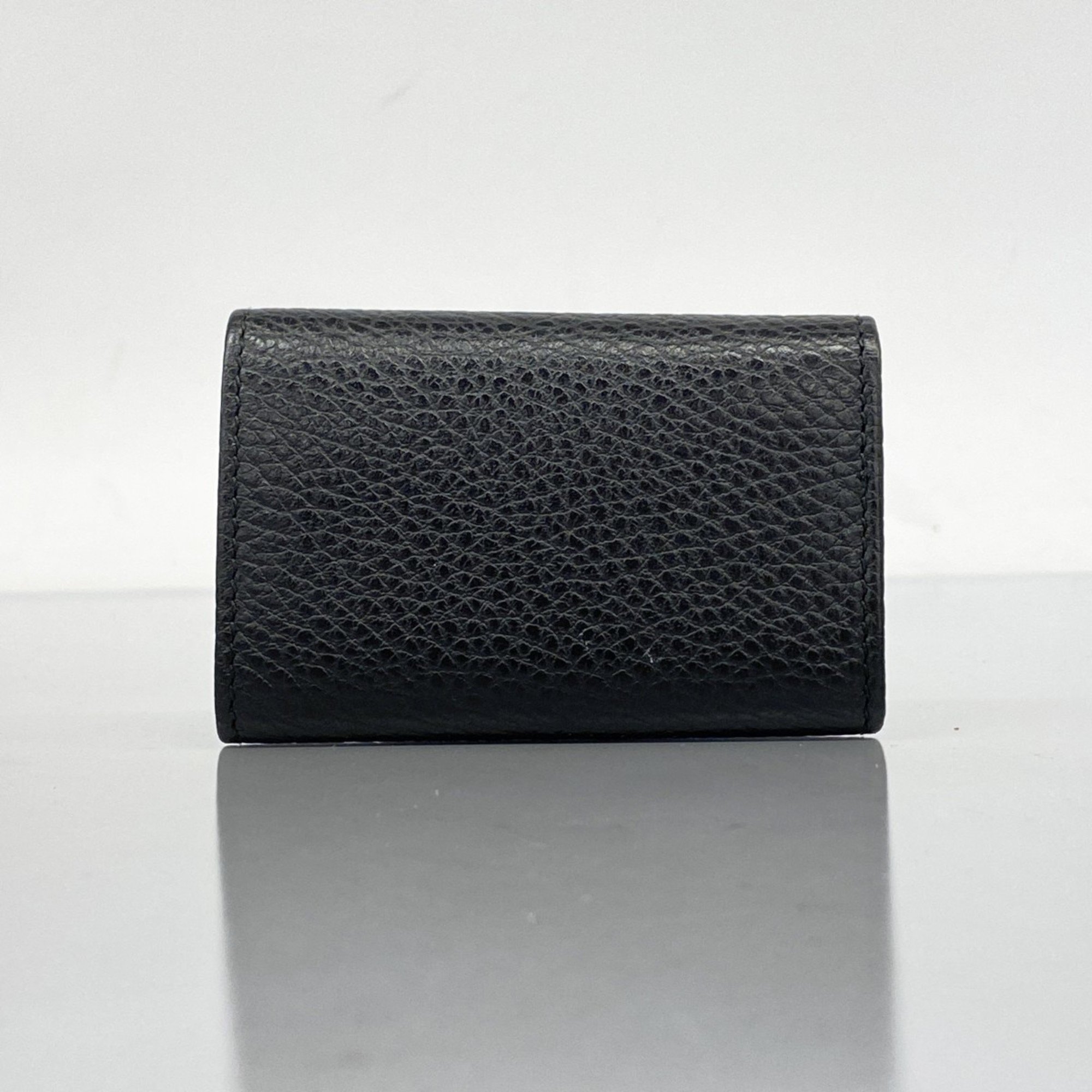 Gucci Key Case GG Marmont 456118 Leather Black Men's Women's