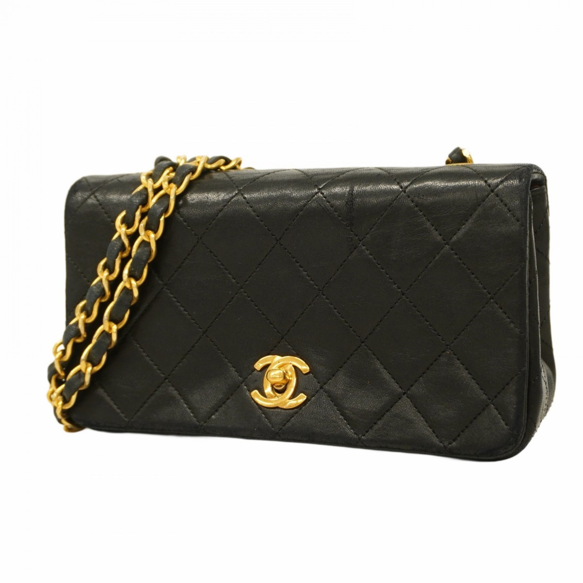 Chanel Shoulder Bag Matelasse Lambskin Black Women's