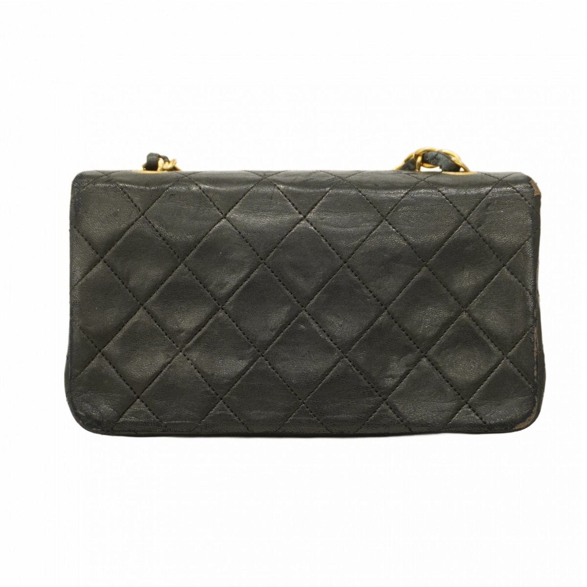 Chanel Shoulder Bag Matelasse Lambskin Black Women's