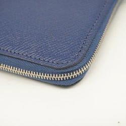 Hermes Long Wallet Azap Silk In Veau Epsom Blue Ankle C Stamp Ladies