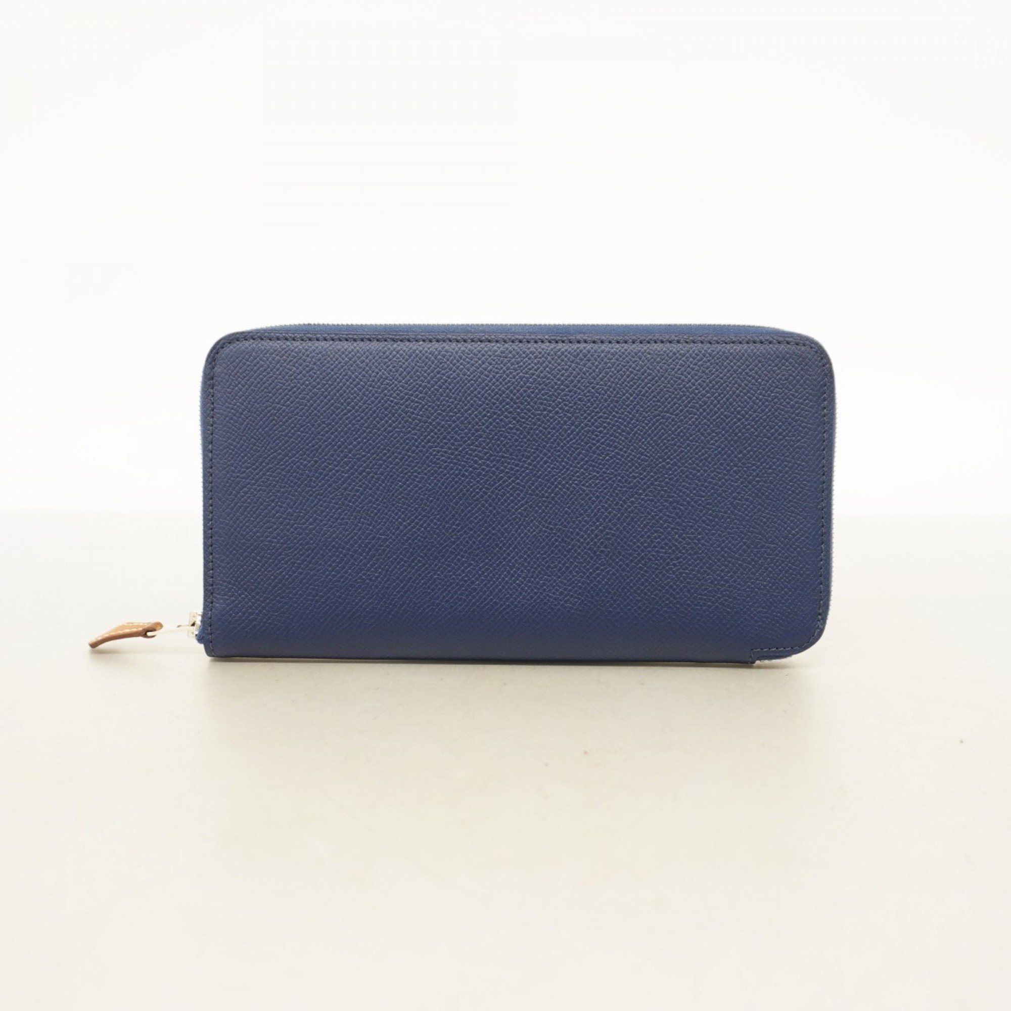 Hermes Long Wallet Azap Silk In Veau Epsom Blue Ankle C Stamp Ladies