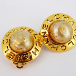 Chanel Earrings Circle Faux Pearl GP Plated Gold Ladies