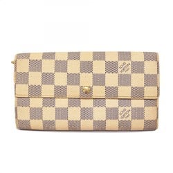 Louis Vuitton Long Wallet Damier Azur Portefeuille Sarah N61735 White Ladies