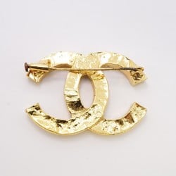 Chanel Brooch Coco Mark Rhinestone GP Plated Gold Ladies