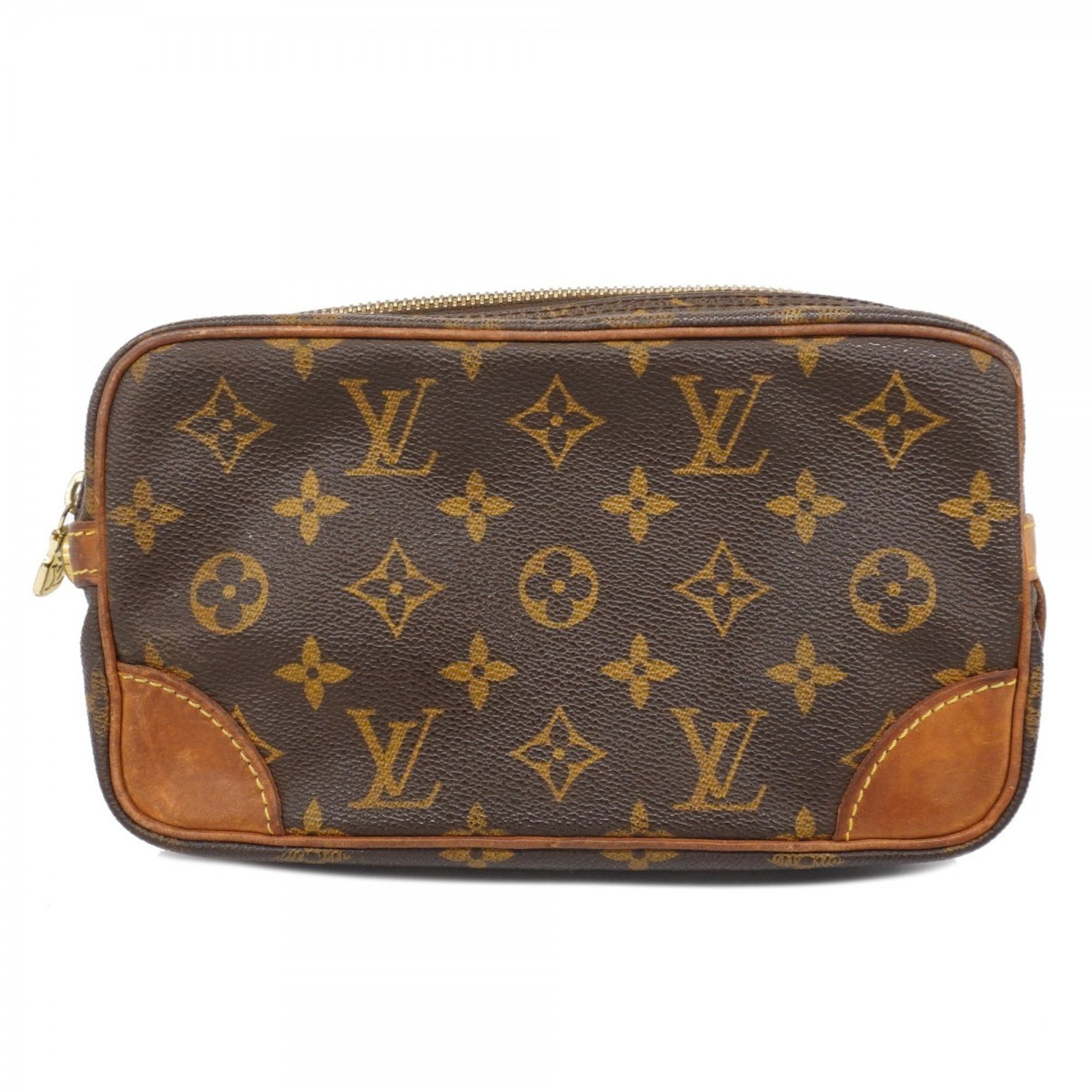 Louis Vuitton Clutch Bag Monogram Marly Dragonne PM M51827 Brown Men's