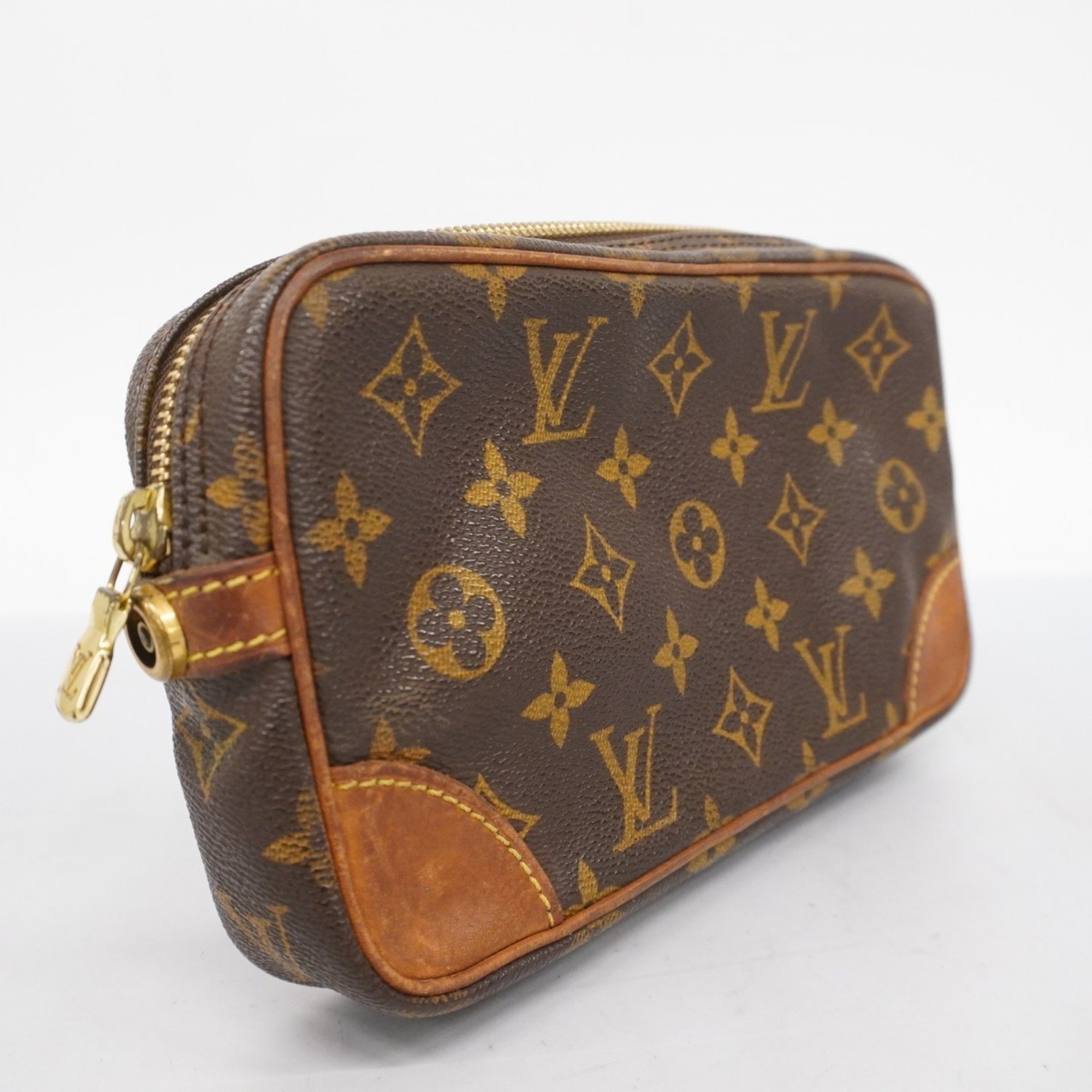 Louis Vuitton Clutch Bag Monogram Marly Dragonne PM M51827 Brown Men's