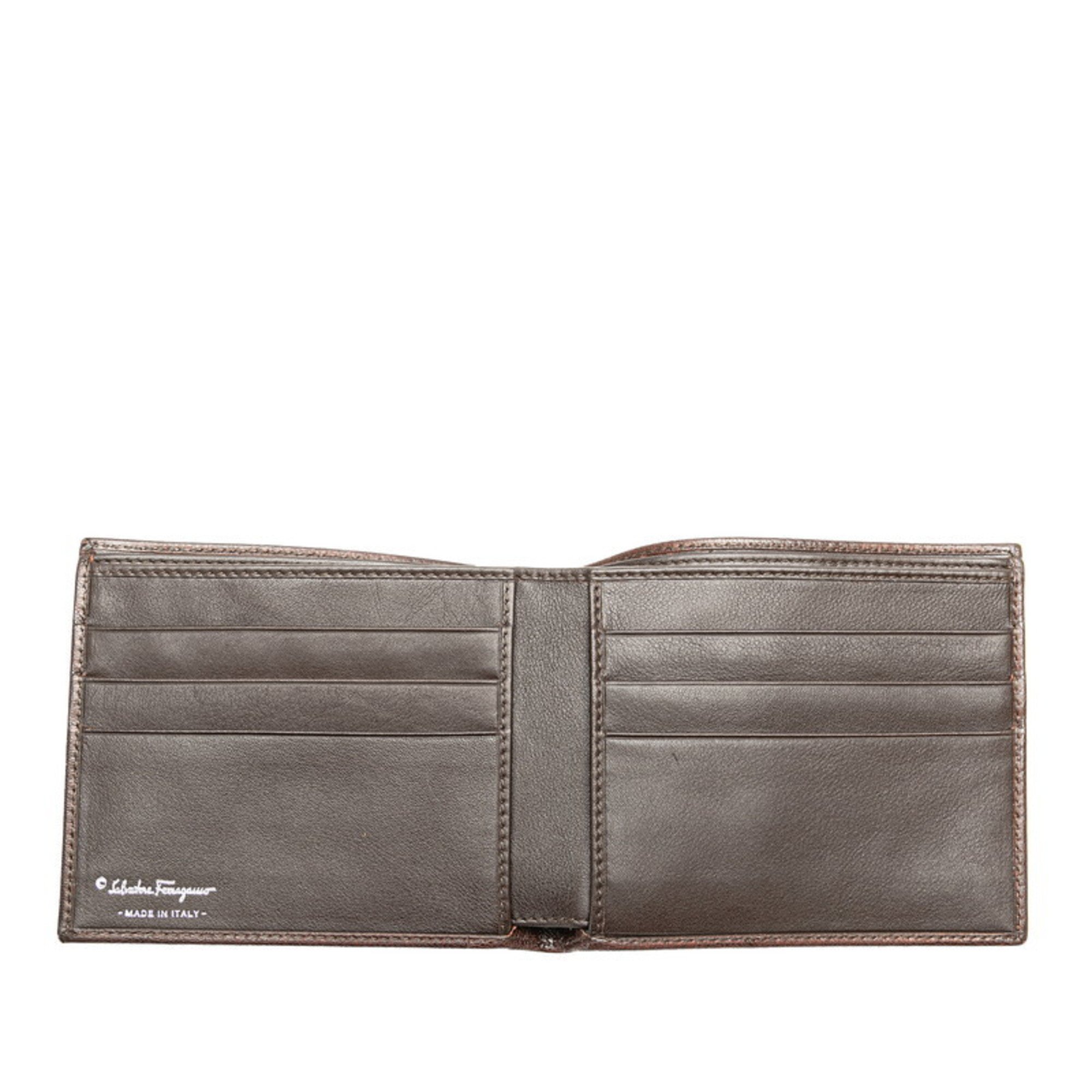 Salvatore Ferragamo Bi-fold Wallet IR-661050 Brown Leather Women's