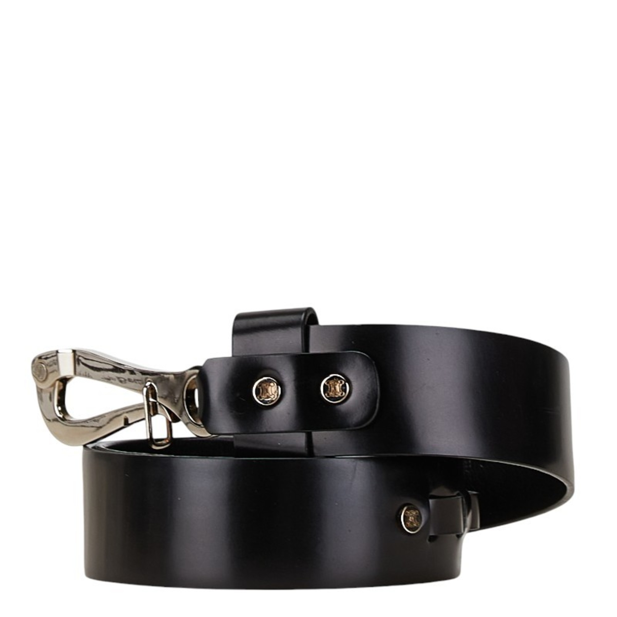 CELINE Pelikan Hook Belt 30/75 Black Leather Women's