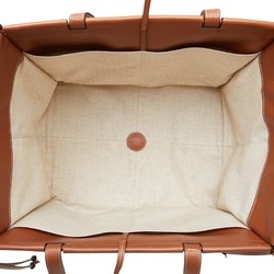 LOEWE Anagram Cushion Tote Bag Beige Brown Canvas Leather Women's