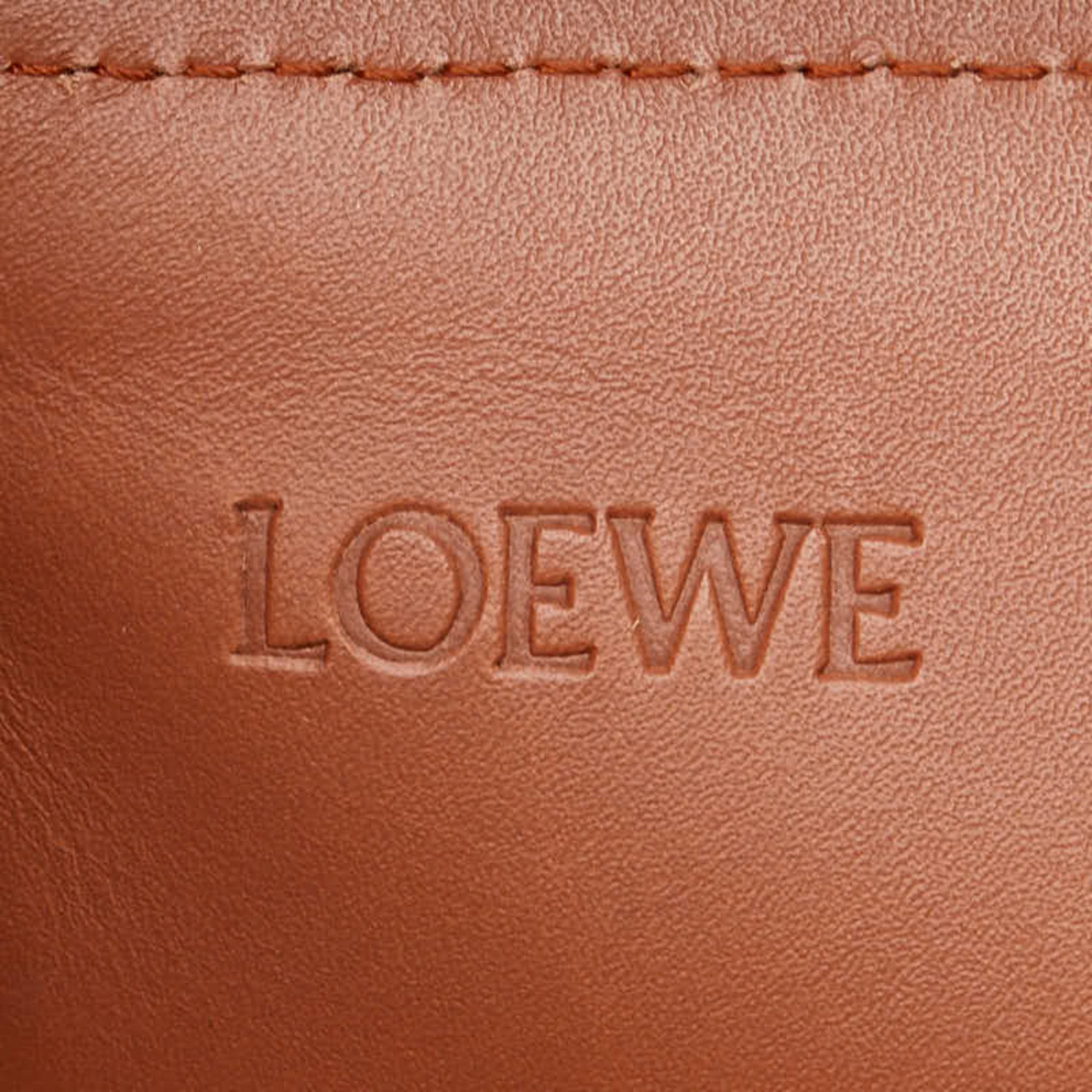 LOEWE Anagram Cushion Tote Bag Beige Brown Canvas Leather Women's