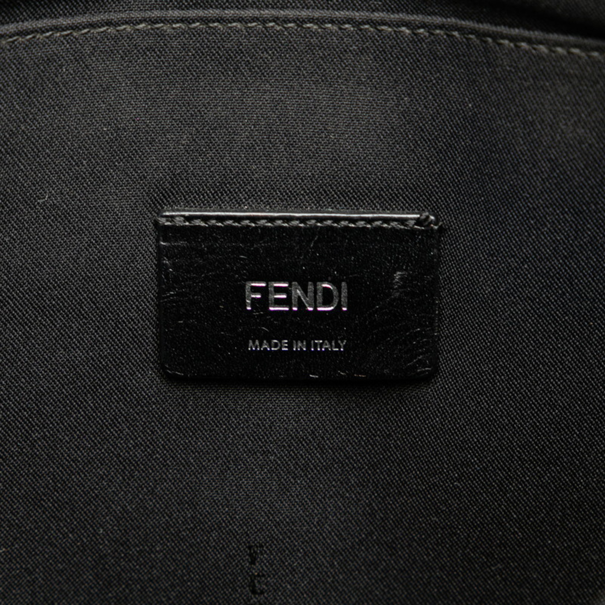 FENDI Clutch Bag Second Black Nylon Leather Women's