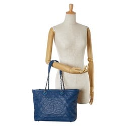 Chanel Matelasse Coco Mark Chain Tote Bag Blue Caviar Skin Women's CHANEL