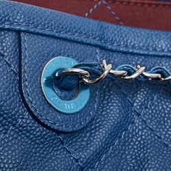 Chanel Matelasse Coco Mark Chain Tote Bag Blue Caviar Skin Women's CHANEL