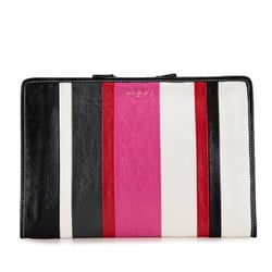 Balenciaga Bazar Clutch Bag Second 443658 Black Pink Multicolor Leather Women's BALENCIAGA