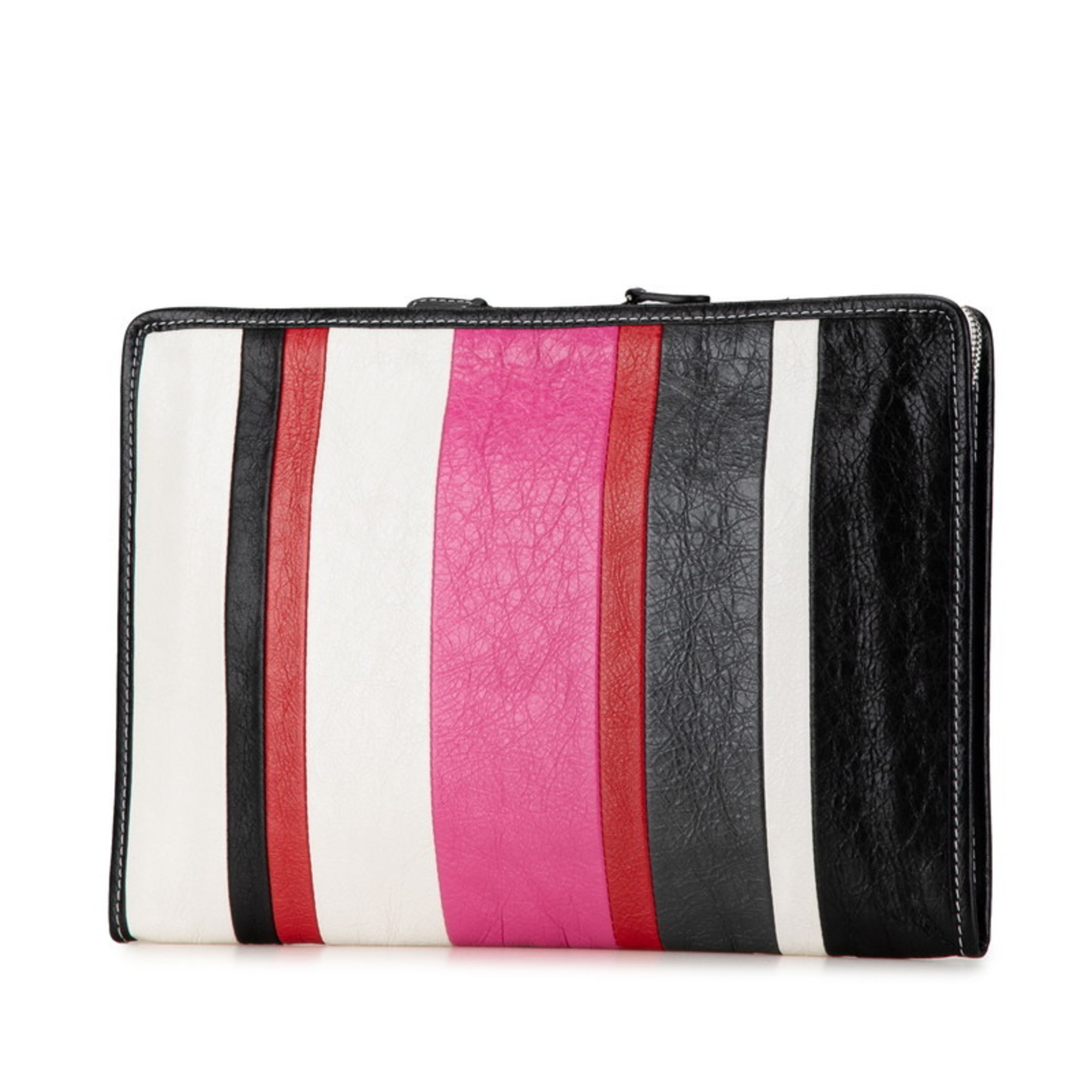 Balenciaga Bazar Clutch Bag Second 443658 Black Pink Multicolor Leather Women's BALENCIAGA