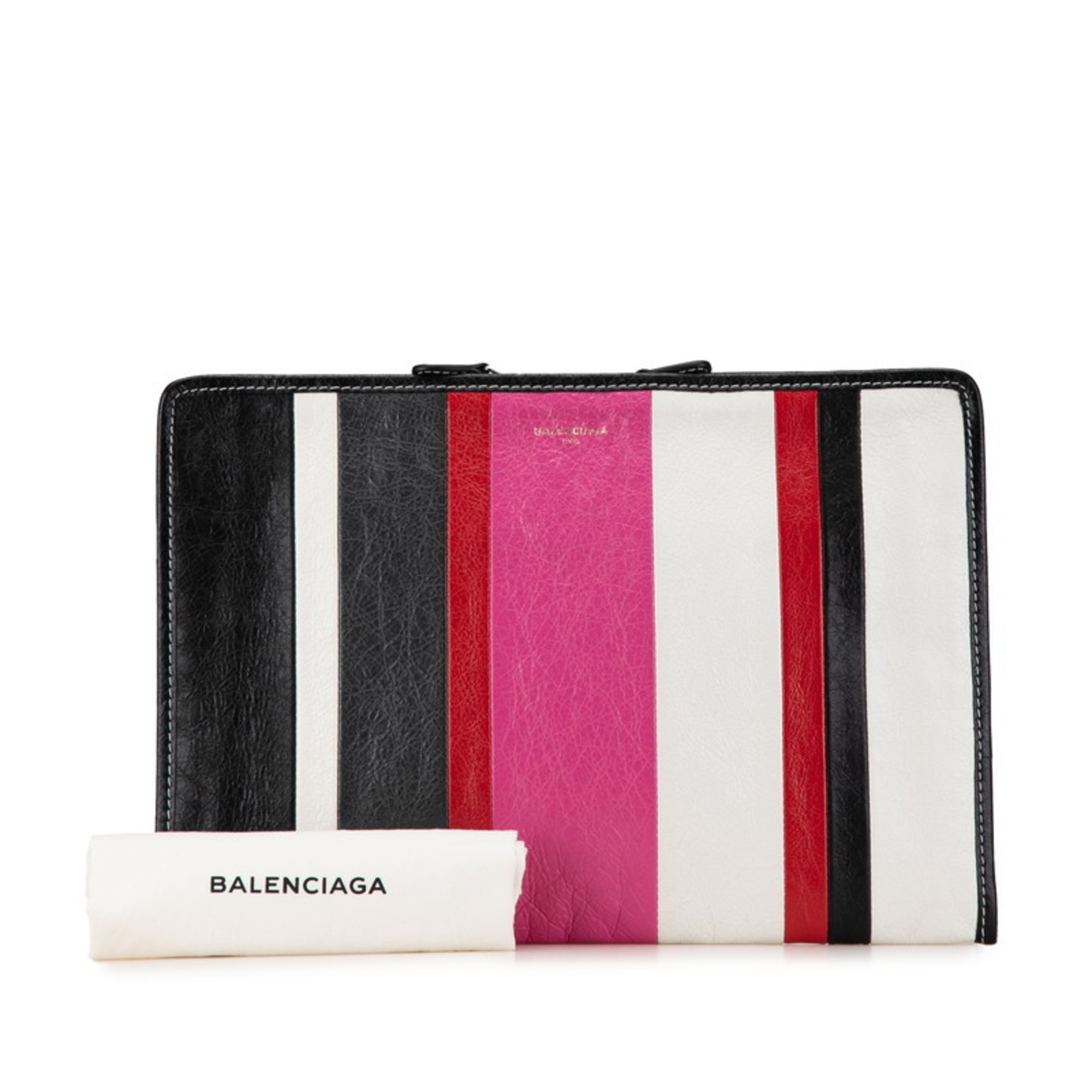 Balenciaga Bazar Clutch Bag Second 443658 Black Pink Multicolor Leather Women's BALENCIAGA