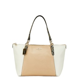 Coach Tote Bag Shoulder F38308 Beige White Leather Women's COACH