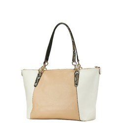 Coach Tote Bag Shoulder F38308 Beige White Leather Women's COACH