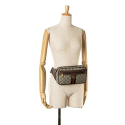 Gucci GG Supreme Ophidia Waist Bag Body 574796 Beige Brown PVC Leather Women's GUCCI