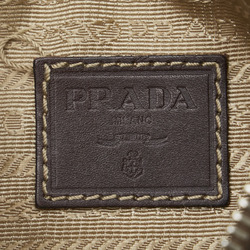 Prada Jacquard Pouch Beige Brown Canvas Leather Women's PRADA