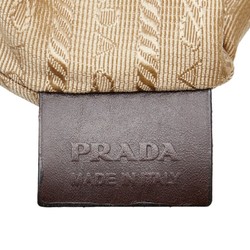 Prada Jacquard Pouch Beige Brown Canvas Leather Women's PRADA